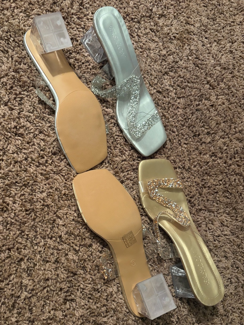 2 pairs! Embellished Slip-On Heels Silver & Gold size 8 - Picture 4 of 4